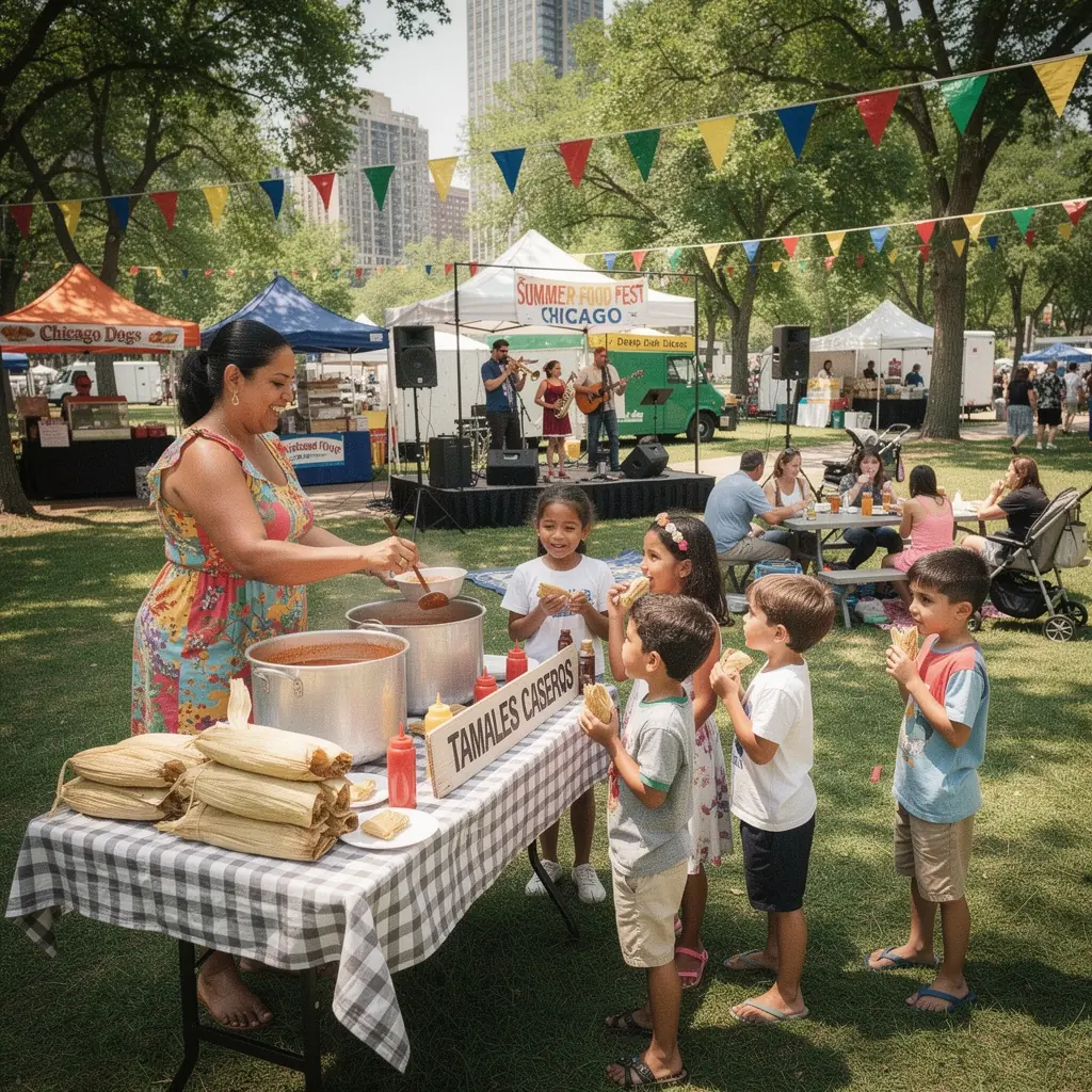 Sprzedawca oferujący świeże owoce na zatłoczonym targu miejskim.